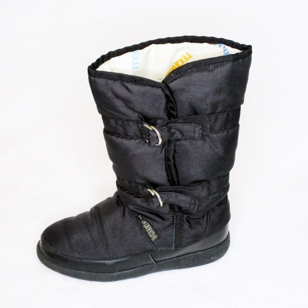 Tecnica Black Nylon Rubber Sole Winter Snow Boots Vintage